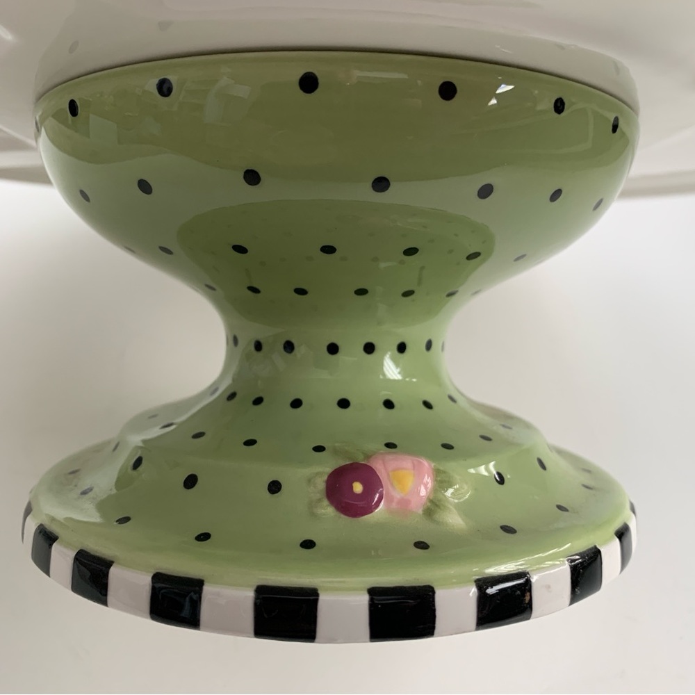 MARY ENGELBREIT Vintage Floral Pedestal Cake Plate Cottage Hostess Collection - Picture 8 of 13